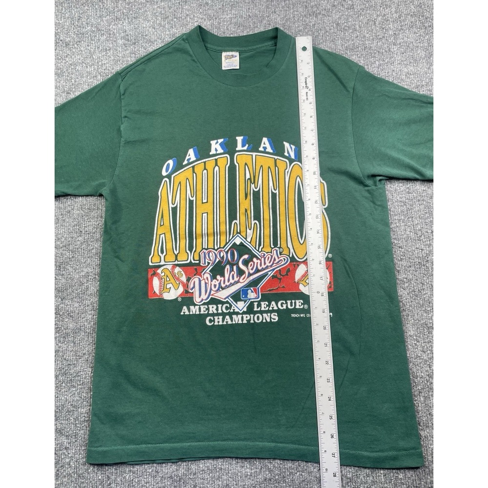 Vintage 1990 Oakland MLB Baseball Champions Shirt Green Large Single Stitch USA - Picture 8 of 8